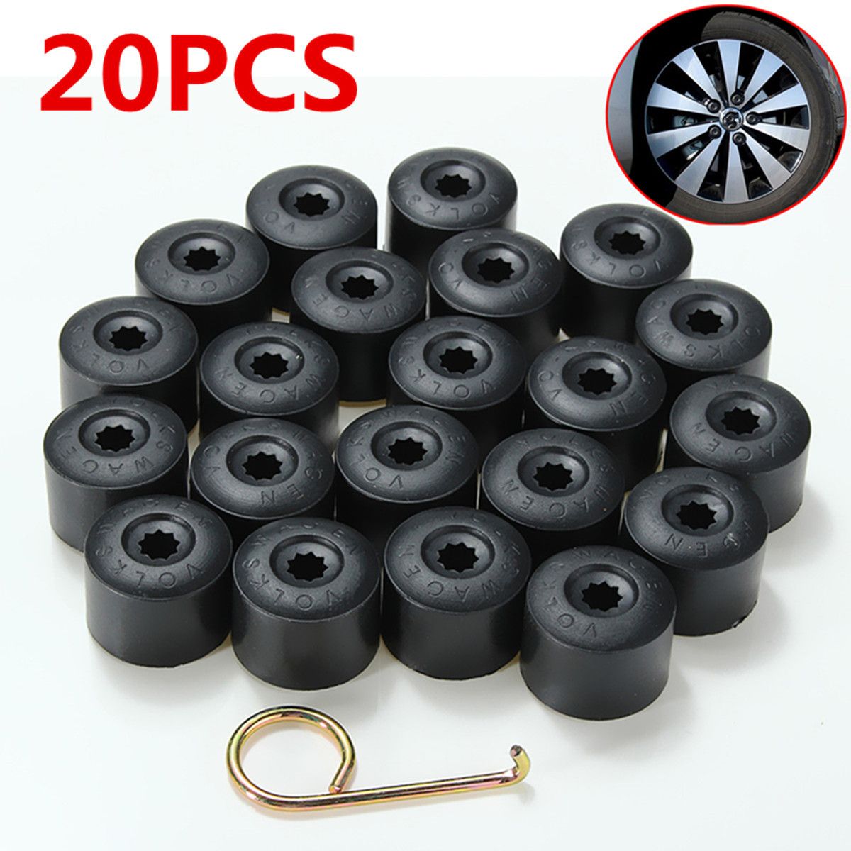 Noir Boulon de roue écrou Couvre GEN2 17 mm pour VW Tiguan allspace 17-18