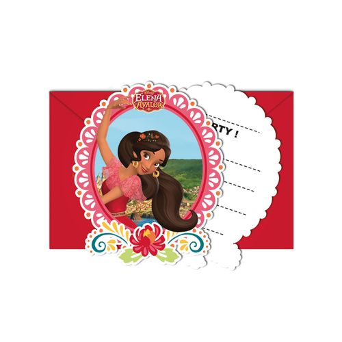 6 Invitations + Enveloppes Elena D'avalor Taille Unique