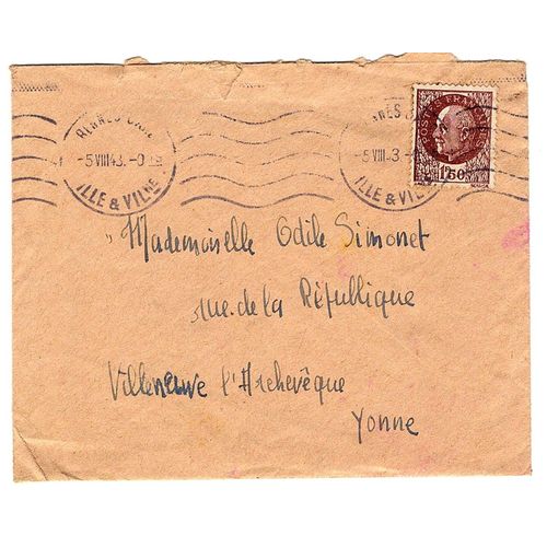 Timbre Yt 517 Maréchal Pétain Sur Lettre
