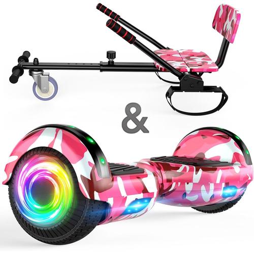 Hoverboard Scooter Bluetooth Avec Lumières Led,6,5 Pouces Hoverboard Avec Cadre D'hoverboard Rose