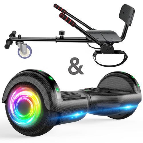 Hoverboard Scooter Bluetooth Avec Lumières Led,6,5 Pouces Hoverboard Avec Cadre D'hoverboard Noir