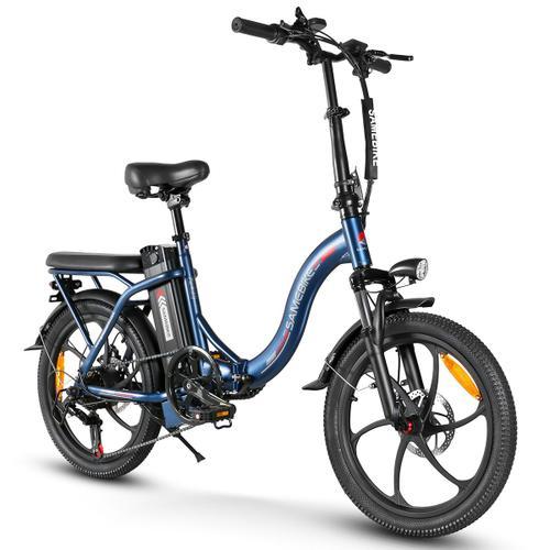 Vélo Électrique -Samebike Cy20 - Urbain - 350w -12ah- Shimano 7 Vitesses - Pliable- Pour Hommes/Femmes- Bleu Marine