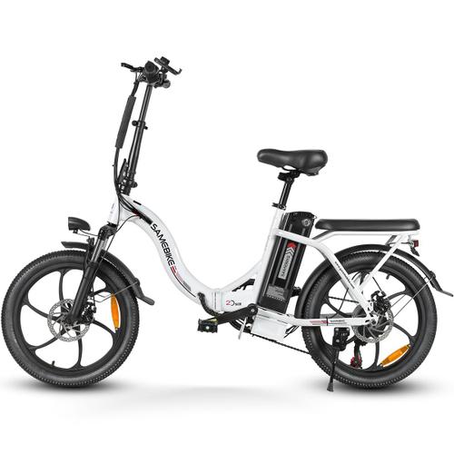 Vélo Électrique -Samebike Cy20 - Urbain - 350w -12ah- Shimano 7 Vitesses - Pliable- Blanc