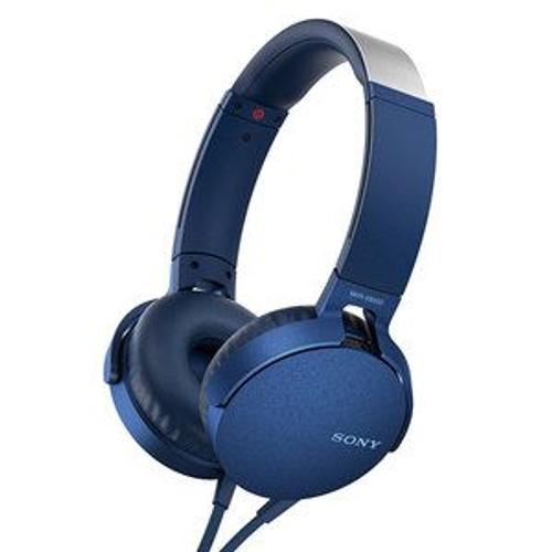 Casque supra-auriculaire fermé SONY MDR-XB550AP BLEU avec télécommande et micro