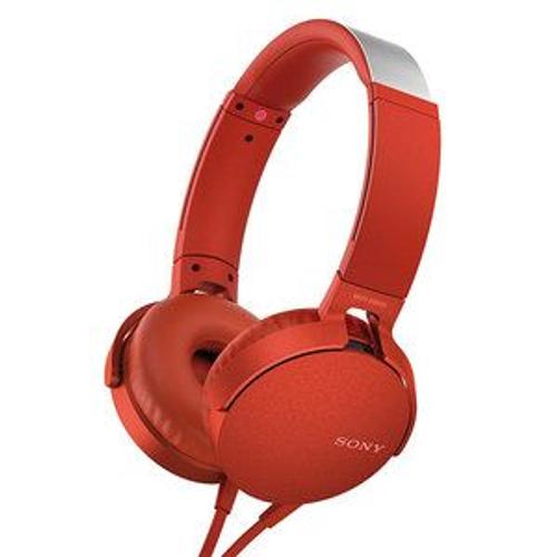 Casque supra-auriculaire fermé SONY MDR-XB550AP ROUGE avec télécommande et micro