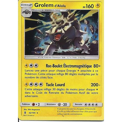 Pokémon - 42/145 - Grolem D'alola - Sl2 - Soleil Et Lune - Gardiens Ascendants - Holo Rare