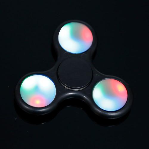  2 Pcs Toupies Lumineuses Led 2 Cotes Hand Fidget Finger Gyro Spinner Main Edc Noir 