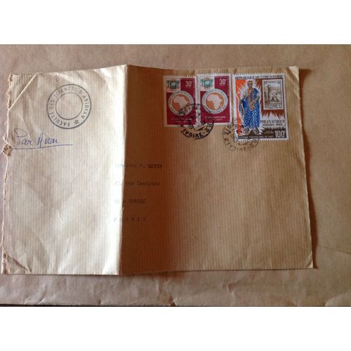 Enveloppe Timbrée Oblitérée.Côte D Ivoire