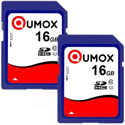 2PCS Carte mémoire SD SDHC 16 Go Class 10 UHS-I QUMOX SD HC
