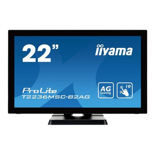 iiyama ProLite T2236MSC-B2AG - Écran LED - 21.5" - écran tactile - 1920 x 1080 Full HD (1080p) @ 60 Hz - A-MVA - 250 cd/m² - 3000:1 - 8 ms - HDMI, DVI-D, VGA - haut-parleurs - noir