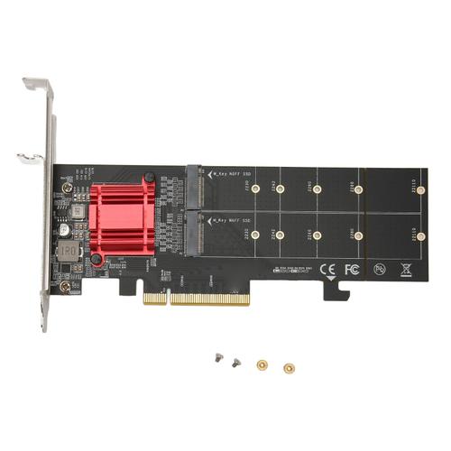 Adaptateur double M.2 PCIe NVMe avec fonction de bifurcation PCIe SSD vers PCIE 3.1 X8 X16 prise en charge NVMe SSD 2230 2242 2260 2280 22110