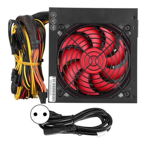 Alimentation d'ordinateur pour ordinateur de bureau, ventilateur silencieux rouge ATX 24 broches, évalué 500W réglable 115/230V