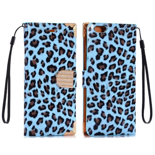 Etui A Rabat Folio Porte Carte Iphone 6 6s (4"7) Design Leopard Bleu 922_2