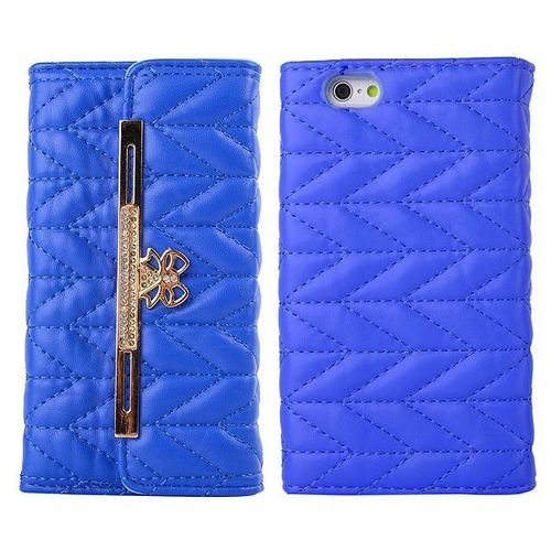 Etui A Rabat Folio Porte Carte Iphone 6 6s (4"7) Bleu Bag Leather Diamond 892_2