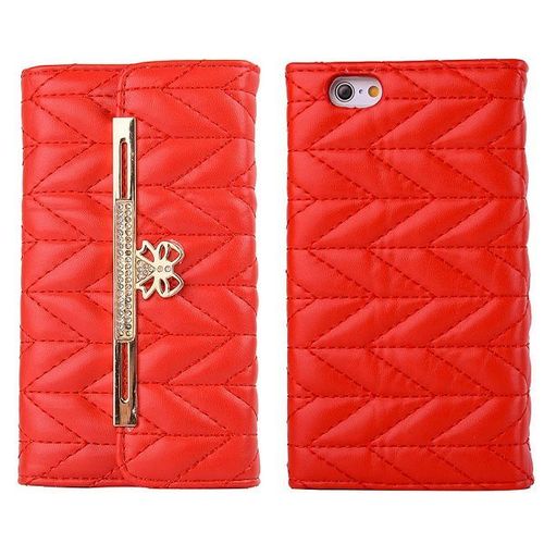 Etui A Rabat Folio Porte Carte Iphone 6 6s (4"7) Rouge Bag Leather Diamond 892_3