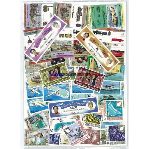 Gilbert & Kiribati & Tuvalu 200 Timbres Differents Obliteres