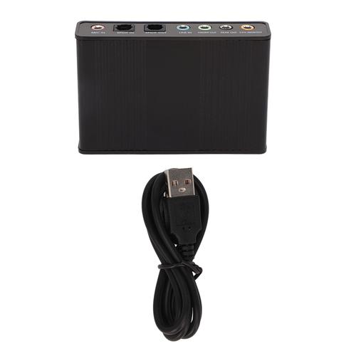 Carte son USB 6 canaux 48 kHz taux d'échantillonnage lecture analogique enregistrement carte son externe pour PC ordinateur portable noir