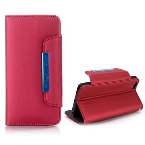 Etui A Rabat Folio Porte Carte Iphone 6 6s (4"7) Rouge Bordeaux Leather Wallet