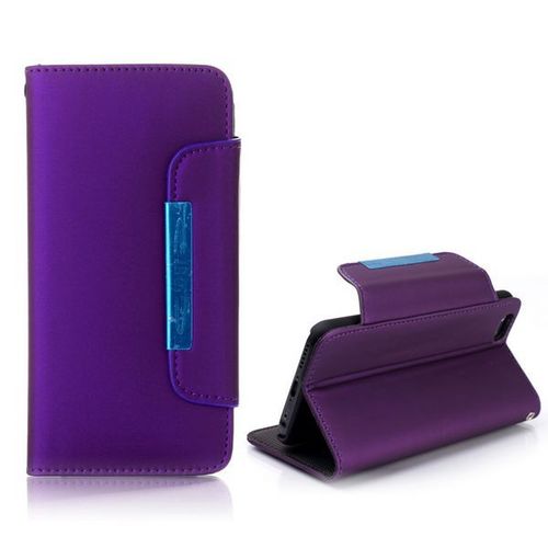 Etui A Rabat Folio Porte Carte Iphone 6 6s (4"7) Violet Leather Wallet 943_2