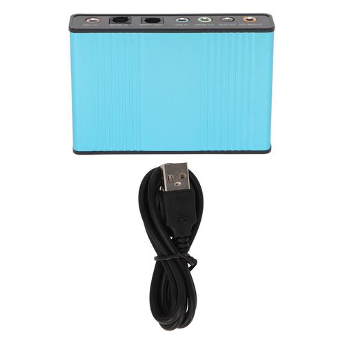 Carte son USB 6 canaux 48 kHz taux d'échantillonnage lecture analogique enregistrement carte son externe pour PC ordinateur portable bleu