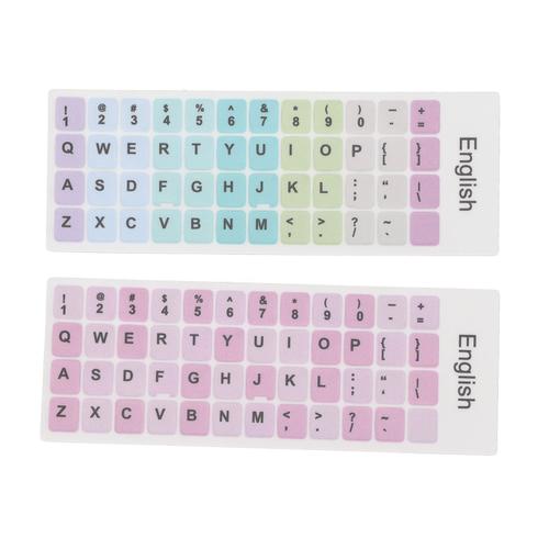 Autocollants colorés pour clavier, 2 pièces, langue anglaise, revêtement étanche à la poussière, matériau PVC, capuchons de touches d'ordinateur, autocollants A