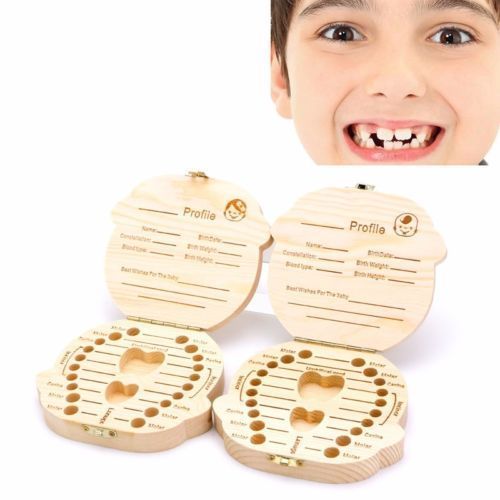 Nouveau Boite En Bois Pour Les Dents De Bebe Garcon Stockage Premieres Dents De Votre Enfant Souvenir Cadeau Rakuten