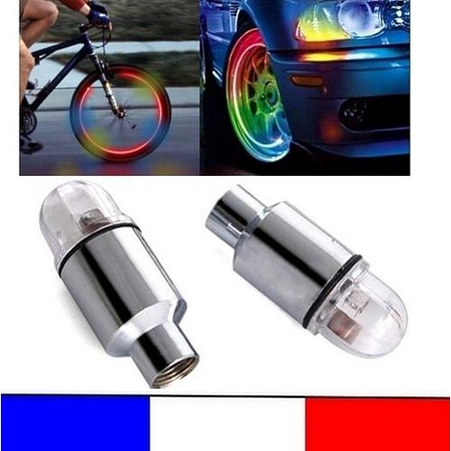 2pcs Bouchons De Valve Lumineux Vélo Auto Moto Scooter Flash Led Lumière Multicolore