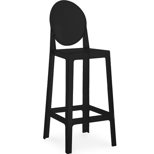 Tabouret De Bar Avec Dossier Victoire - 75cm - Design Transparent Noir
