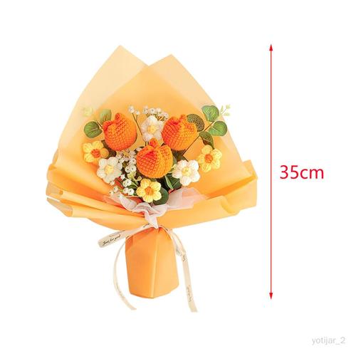 Bouquet de fleurs au crochet avec décoration lumineuse, fleurs artificielles Orange