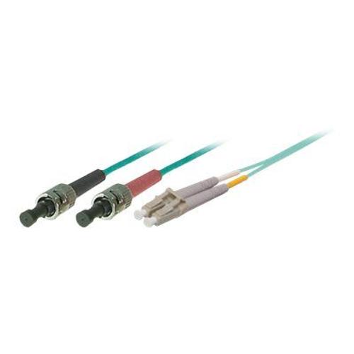 Tecline - Cordon de raccordement - LC multi-mode (M) pour ST multi-mode (M) - 10 m - fibre optique - duplex - 50 / 125 microns - OM3 - turquoise