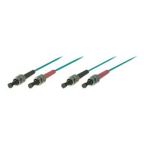 Tecline - Cordon de raccordement - ST multi-mode (M) pour ST multi-mode (M) - 15 m - fibre optique - duplex - 50 / 125 microns - OM3 - turquoise
