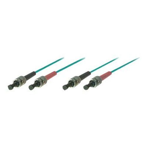 Tecline - Cordon de raccordement - ST multi-mode (M) pour ST multi-mode (M) - 20 m - fibre optique - duplex - 50 / 125 microns - OM3 - turquoise