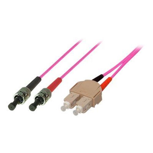 Tecline - Cordon de raccordement - SC multi-mode (M) pour ST multi-mode (M) - 1 m - fibre optique - duplex - 50 / 125 microns - OM4 - Violet bruyère