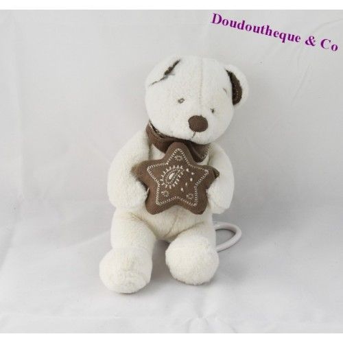 Doudou Musical Ours Simba Toys Blanc Marron Étoile 25 Cm