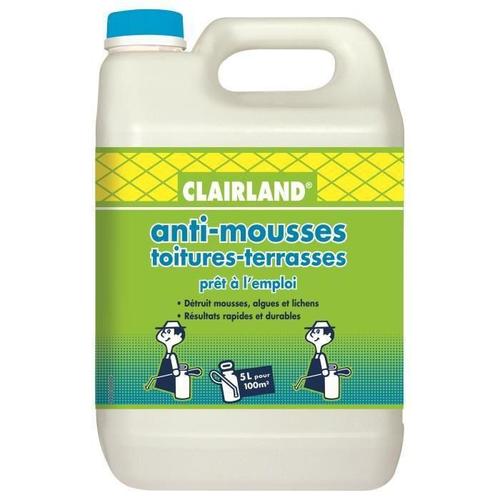 CLAIRLAND Anti-Mousses. algues et lichens sur toitures. terrasses et dallages - Solution prete a l'emploi pour pulvérisateur - 5 L