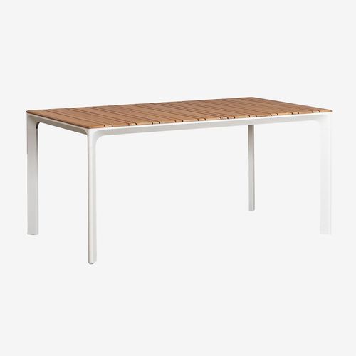 Table De Jardin Rectangulaire En Aluminium Et Bois De Teck (160x90 Cm) Katiana Blanc