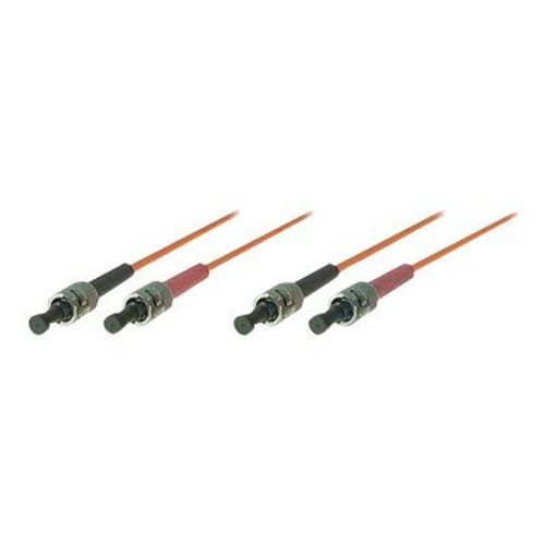 Tecline - Cordon de raccordement - ST multi-mode (M) pour ST multi-mode (M) - 2 m - fibre optique - duplex - 50 / 125 microns - OM2 - orange