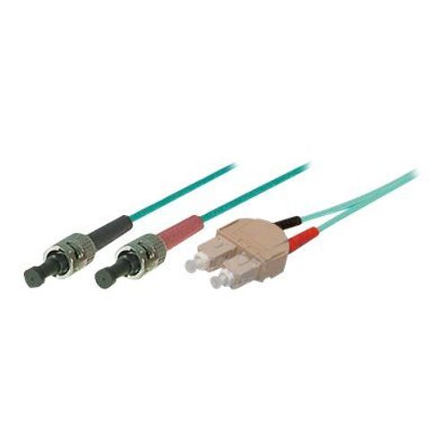 Tecline - Cordon de raccordement - SC multi-mode (P) pour ST multi-mode (P) - 15 m - fibre optique - duplex - 50 / 125 microns - OM3 - turquoise