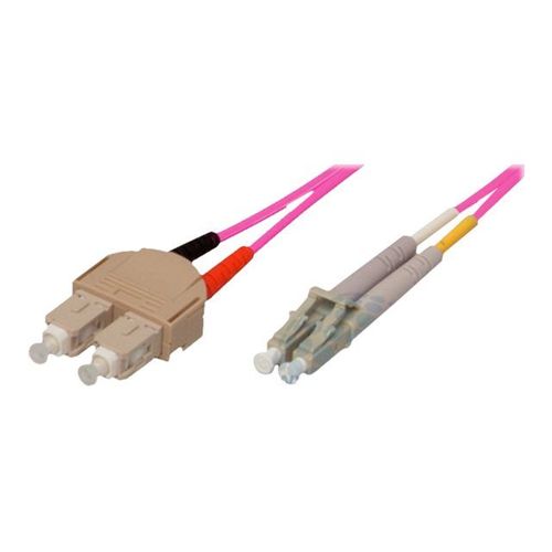 exertis Connect - Cordon de raccordement - LC multi-mode (M) pour SC multi-mode (M) - 1 m - fibre optique - duplex - 50 / 125 microns - OM4 - violet