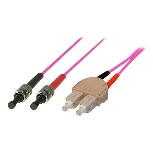 exertis Connect - Cordon de raccordement - SC multi-mode (M) pour ST multi-mode (M) - 2 m - fibre optique - duplex - 50 / 125 microns - OM4 - violet