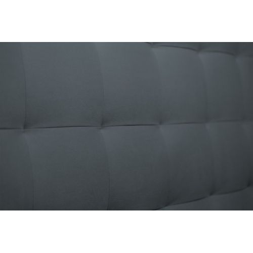 Lit 140x190cm Avec Tête De Lit Capitonnee Velours Et Sommier Kit Gris Anthracite - Hauteur Totale : 29cm