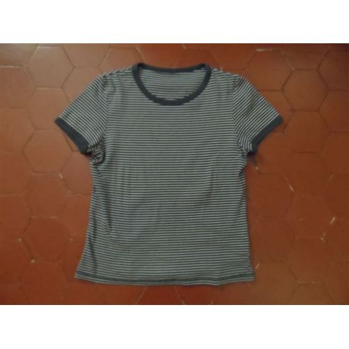 Tee-Shirt Jersey Coton Rayé Bleu Clair Et Bleu Marine La Redoute