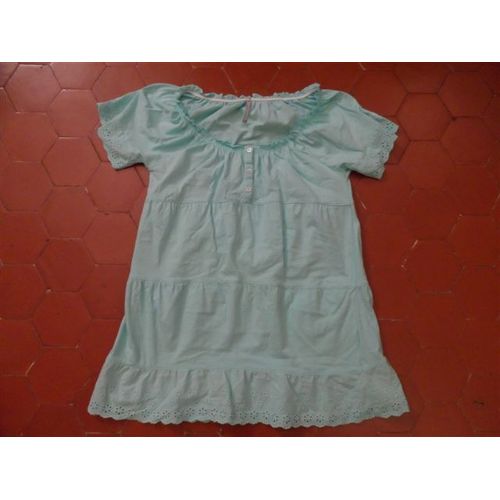Tunique Jersey Coton Vert DEau Blanche Porte