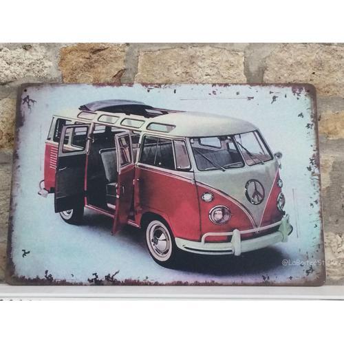 Déco Plaque métallique Reproduction tôle rétro vintage Garage COMBI BUS 20 x 30 cm