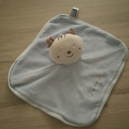Doudou Plat Bleu Ciel Renne Cerf Plat Sucre D Orge