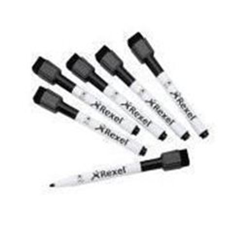 Rexel Joy - Marqueur - Non Permanent - Pour Tableau Blanc - Noir - Fin - Avec Gomme - Pack De 6