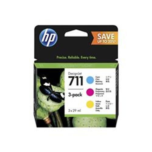 HP 711 - Pack de 3 - 29 ml - jaune, cyan, magenta - originale - DesignJet - cartouche d'encre - pour DesignJet T120 ePrinter, T520 ePrinter
