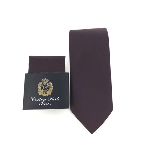 Cotton Park - Cravate Et Pochette Microfibre Violet - Homme