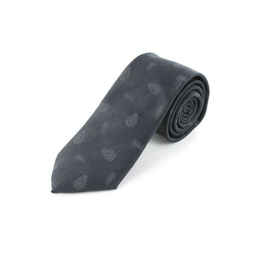 Cotton Park - Cravate Microfibre Noire Motifs Cachemire - Homme