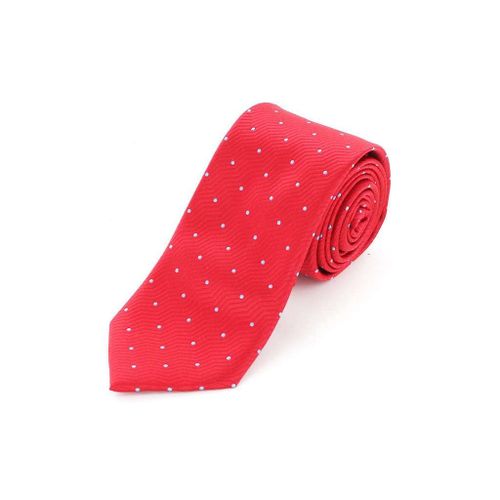 Cotton Park - Cravate Microfibre Rouge À Pois Blanc - Homme